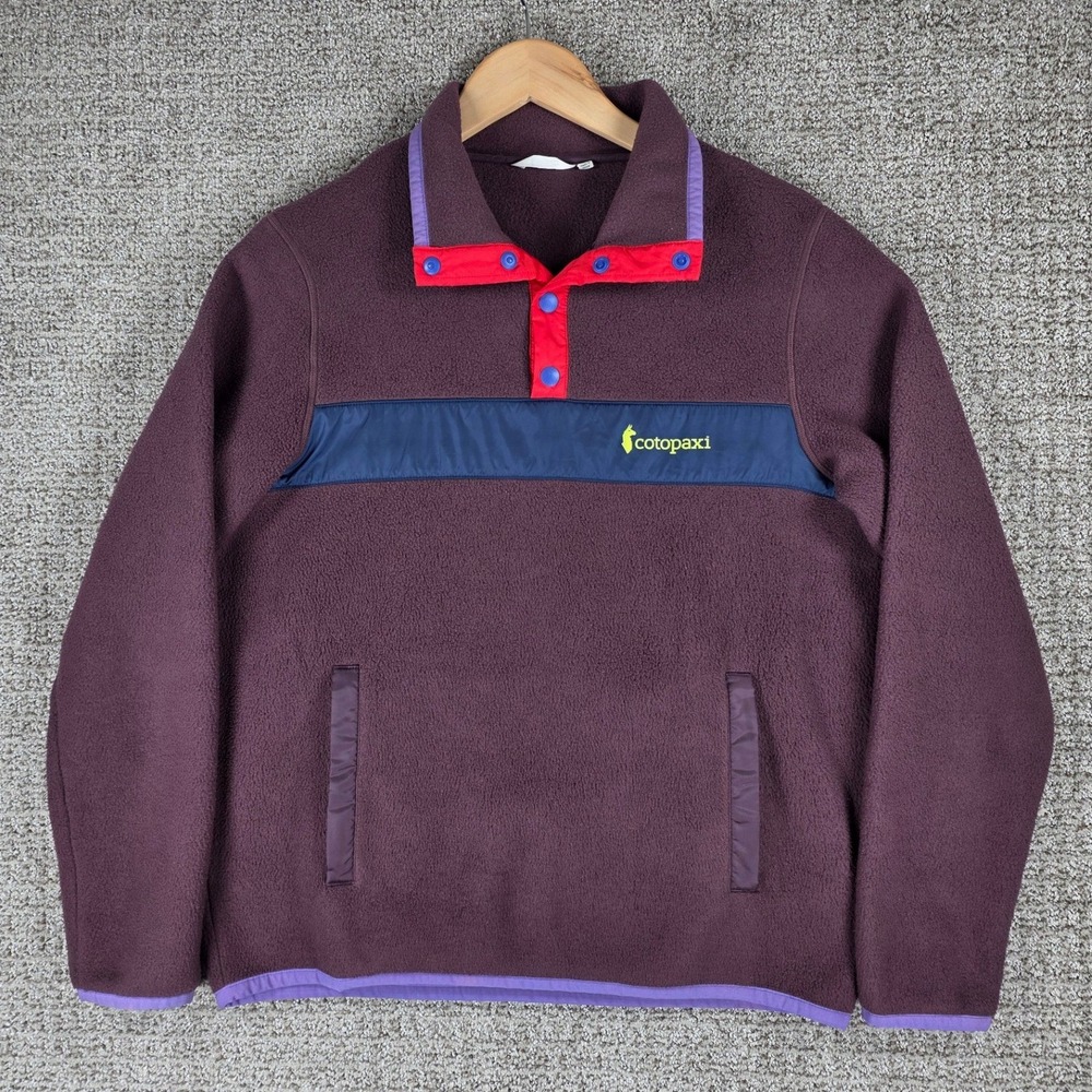Cotopaxi Teca Fleece Snap Pullover Jacket Womens Medium Burgundy Purple Red Blue - Picture 2 of 7